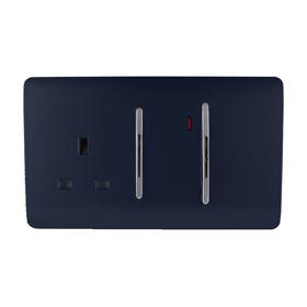 ART-WHS213NV  45A Double Pole Switch With Socket & Neon Navy Blue